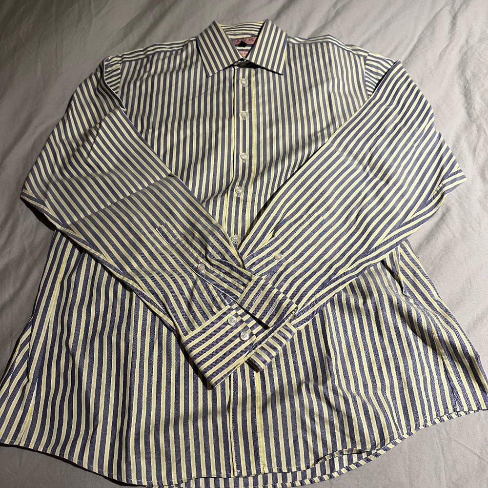 Thomas Pink Mens Slim Fit Striped Dress Shirt